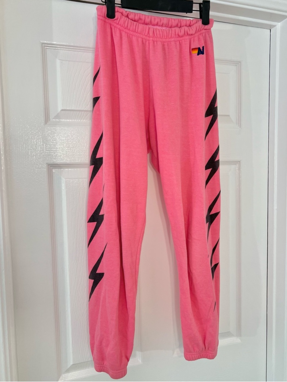 Aviator Nation Lightning Bolt Neon Pink Sweatpants XS